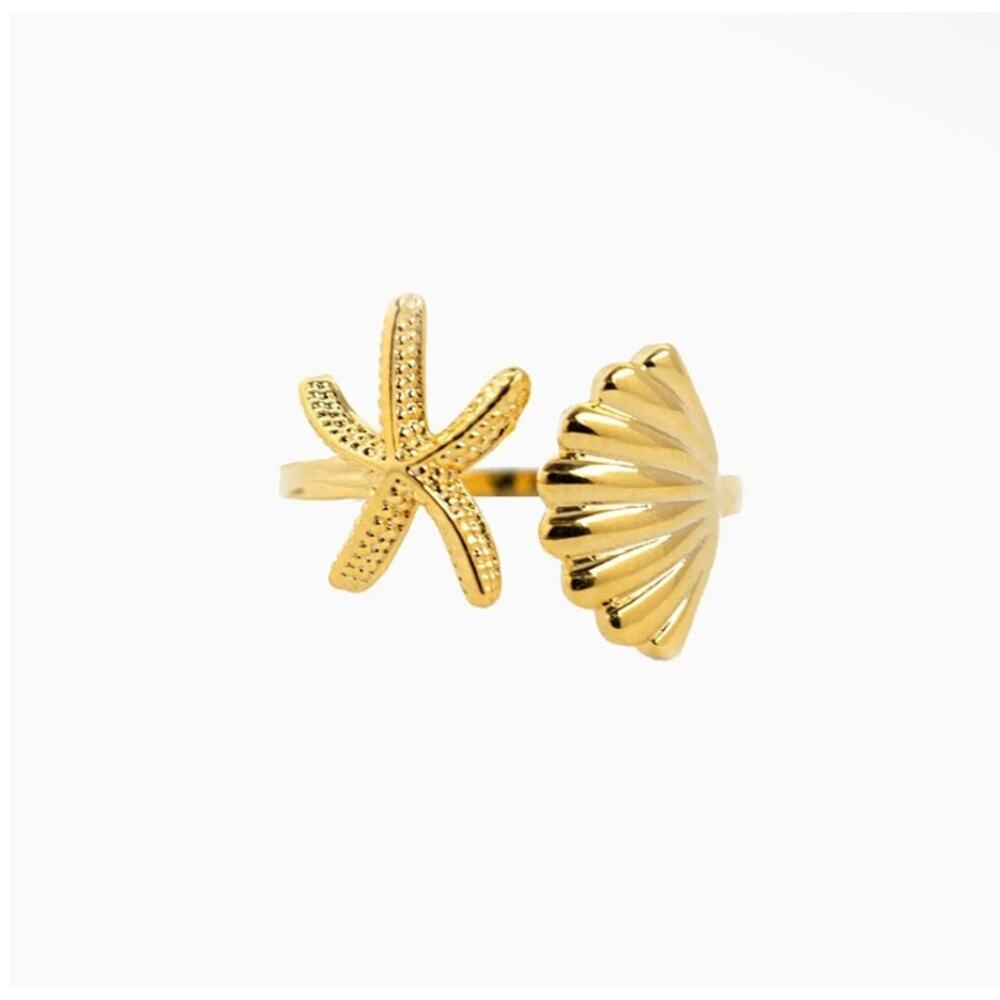Starfish Sea Shell Open Ring - Picture 2 of 2